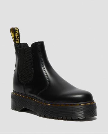 Dr Martens 2976 Polished Smooth Platform Ankelstøvler Herre Sort | DK 423YXF